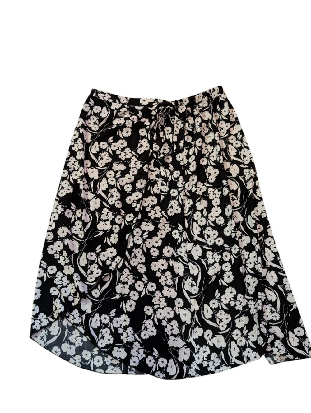 Black Floral Maxi Skirt with White Blossoms